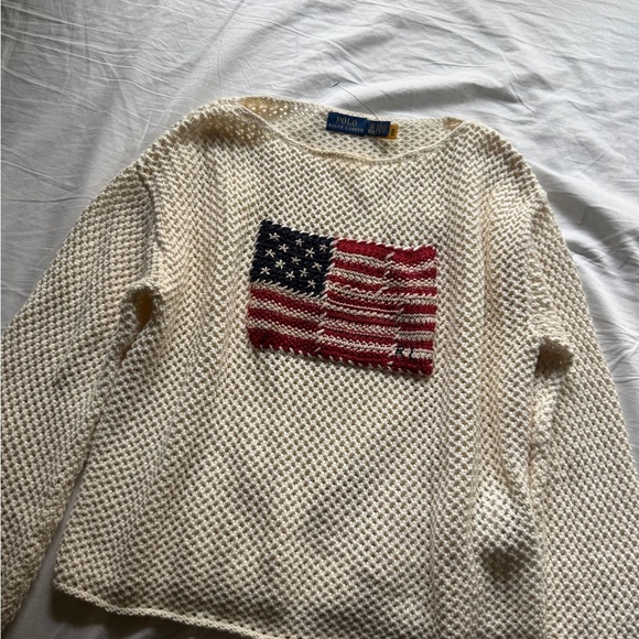 Ralph Lauren Cream Sweater with American Flag - Picture 3 of 4